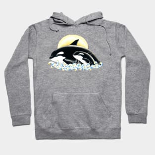 Orca Killer Whales Family Ink Drawing Hoodie